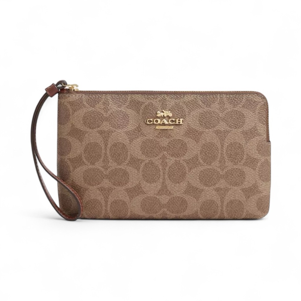 🆕 Coach Large Corner Zip Wristlet In Signature Canvas